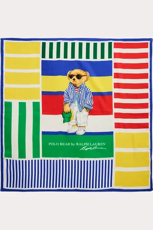 Ralph Lauren Vierkante gestreepte sjaal met Polo Bear