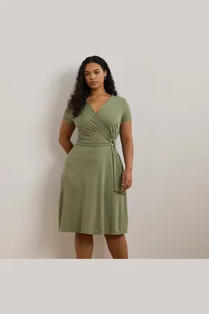 Ralph Lauren Plus Size - Jersey jurk met overslag