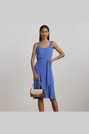 Ralph Lauren Mouwloze crêpe jurk met riem