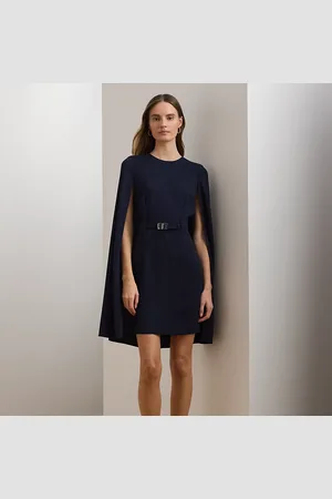 Ralph Lauren Georgette cocktailjurk met cape en riem