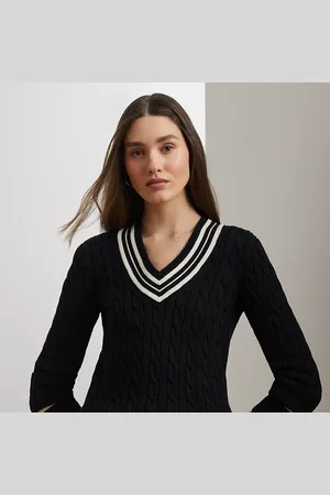 Ralph Lauren Kabelgebreide katoenen crickettrui