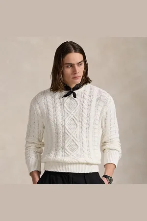 Ralph Lauren Katoenen Ierse Aran trui met rolkraag