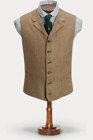 Ralph Lauren Linnen keperstof gilet met revers