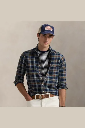 Ralph Lauren Classic fit indigo madras overhemd