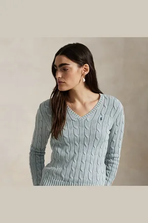 Ralph Lauren Katoenen kabeltrui met V-hals