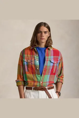 Ralph Lauren Classic fit geruit linnen werkoverhemd
