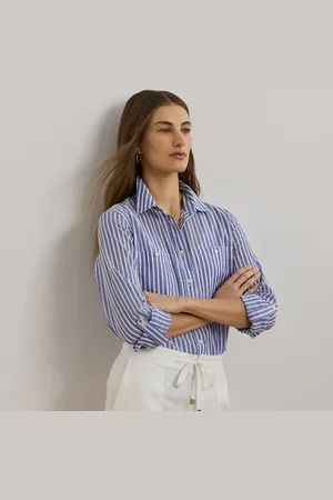 Ralph Lauren Relaxed fit voile shirt oprolbare mouw