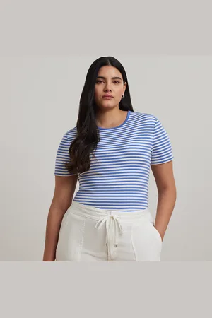 Ralph Lauren Plus Size - Gestreept stretch katoenen T-shirt