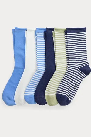 Ralph Lauren 6-pk gerolde stretch sokken met strepen