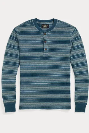 Ralph Lauren Gestreept jacquard indigo henley-shirt