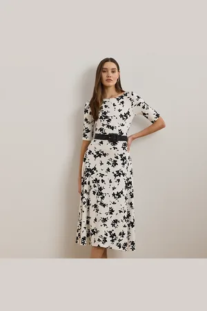 Ralph Lauren Gebloemde stretch katoenen midi-jurk