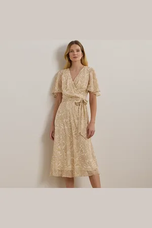 Ralph Lauren Gebloemde gekreukte georgette jurk