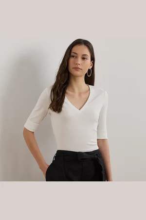 Ralph Lauren T-shirt met V-hals en halflange mouw