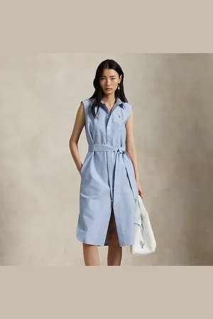Ralph Lauren Mouwloze Oxford overhemdjurk met riem