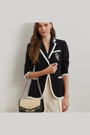 Ralph Lauren Sawyer medium tas van stro en leer