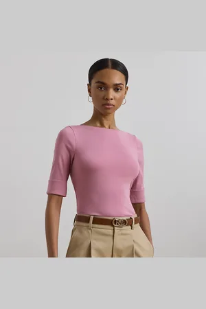 Ralph Lauren Stretchkatoenen T-shirt met boothals