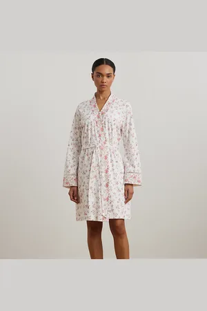 Ralph Lauren Gebloemde jersey badjas met kanten rand