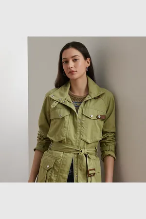 Ralph Lauren Keperstof veldjas van katoenmix met riem