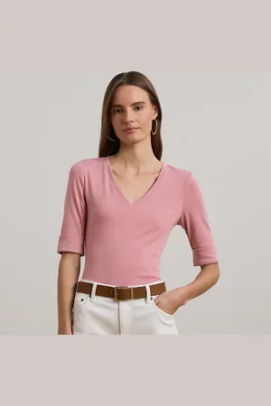 Ralph Lauren T-shirt met V-hals en halflange mouw