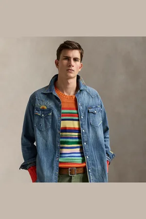 Ralph Lauren Geborduurd denim westernoverhemd