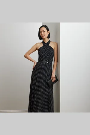 Ralph Lauren Georgette halterjurk met stippen en riem