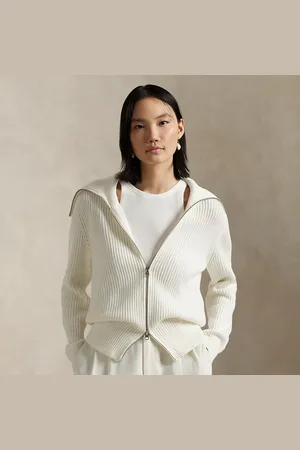 Ralph Lauren Geribbeld katoenen vest met rits