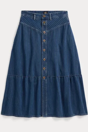 Ralph Lauren Indigo gestreepte denim rok