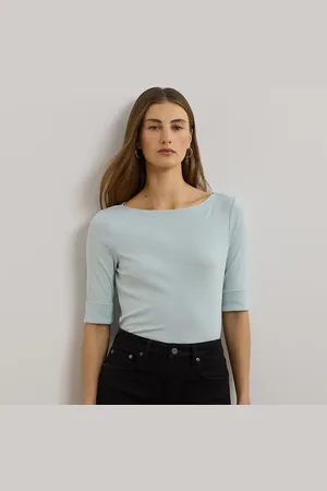 Ralph Lauren Petite - Stretch katoenen T-shirt met boothals