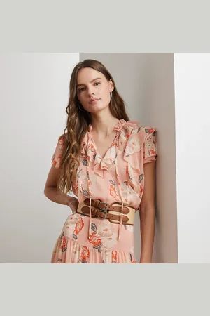 Ralph Lauren Gebloemde georgette blouse met ruches