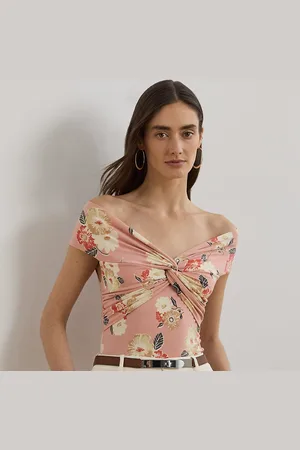 Ralph Lauren Gebloemde off-shoulder top gedraaid voor