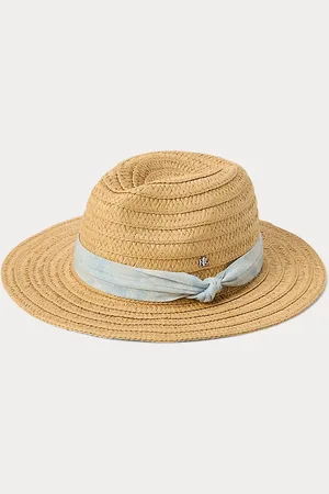 Ralph Lauren Fedora van stro met paisleyband