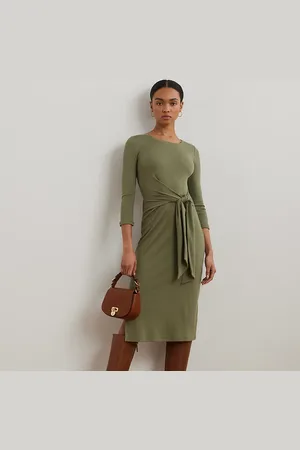 Ralph Lauren Katoenmix jurk met ronde hals en strik