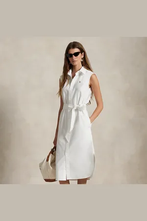 Ralph Lauren Mouwloze Oxford overhemdjurk met riem
