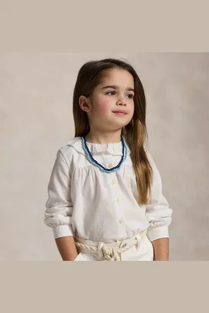 Ralph Lauren Linnen-katoenen overhemd met ruches