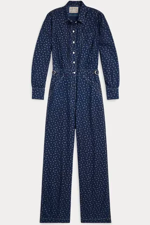 Ralph Lauren Indigo linnen-katoenen overall met print