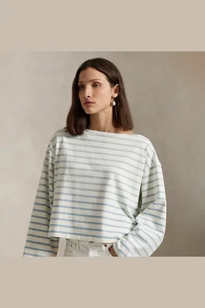Ralph Lauren Marine gestreepte longsleeve met boothals