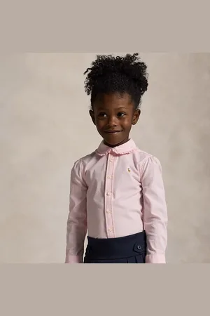 Ralph Lauren Katoenen Oxford overhemd met ruches