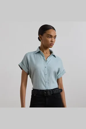 Ralph Lauren Ruim linnen overhemd met korte mouw
