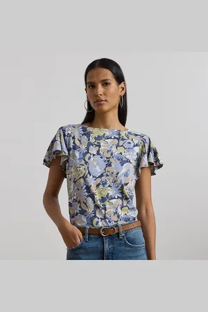 Ralph Lauren Gebloemde slubjersey top met vlindermouw