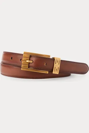 Ralph Lauren Gepolijst leren riem met gegolfde gesp