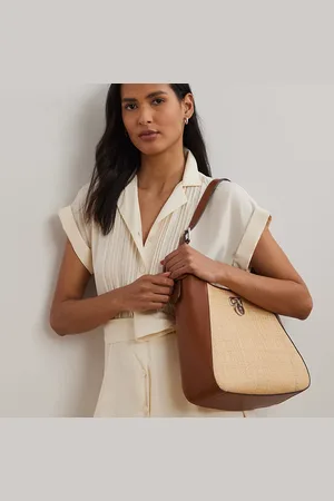 Ralph Lauren Tanner grote raffia schoudertas