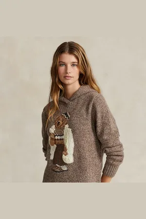 Ralph Lauren Gebreide hoodie van wolmix met Polo Bear