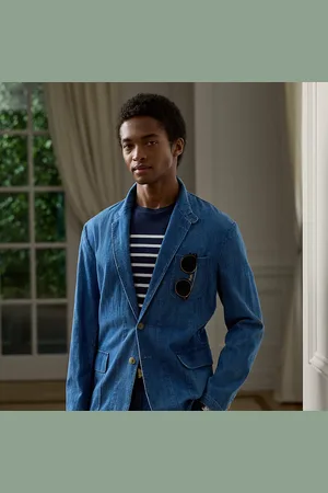 Ralph Lauren Indigo katoen-linnen denim colbert