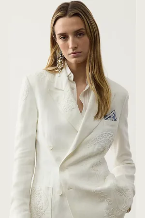 Ralph Lauren Collen geborduurde micro-piqué blazer