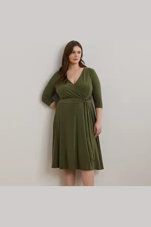Ralph Lauren Plus Size - Jersey jurk met overslag