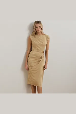Ralph Lauren Jersey jurk met boothals en gesp