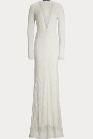 Ralph Lauren Versierde zijden-kasjmier avondjurk