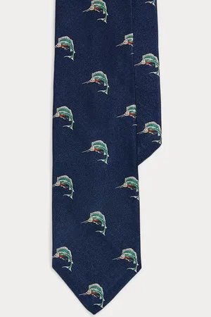 Ralph Lauren Zijden das met marlijnpatroon