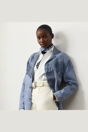 Ralph Lauren Rennie lamssuède jasje met franje
