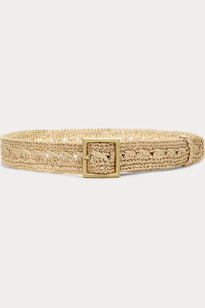 Ralph Lauren Raffia riem met vierkante gesp